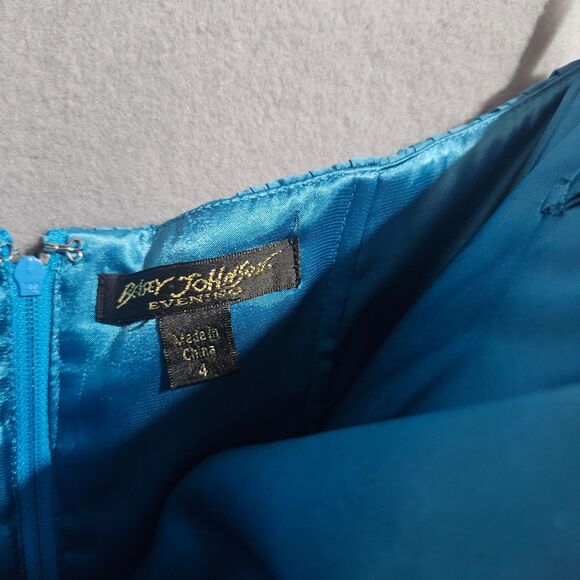 Betsey Johnson Sequin Prom Dress Teal Satin Strapless Size 4 Mini - Picture 2 of 7